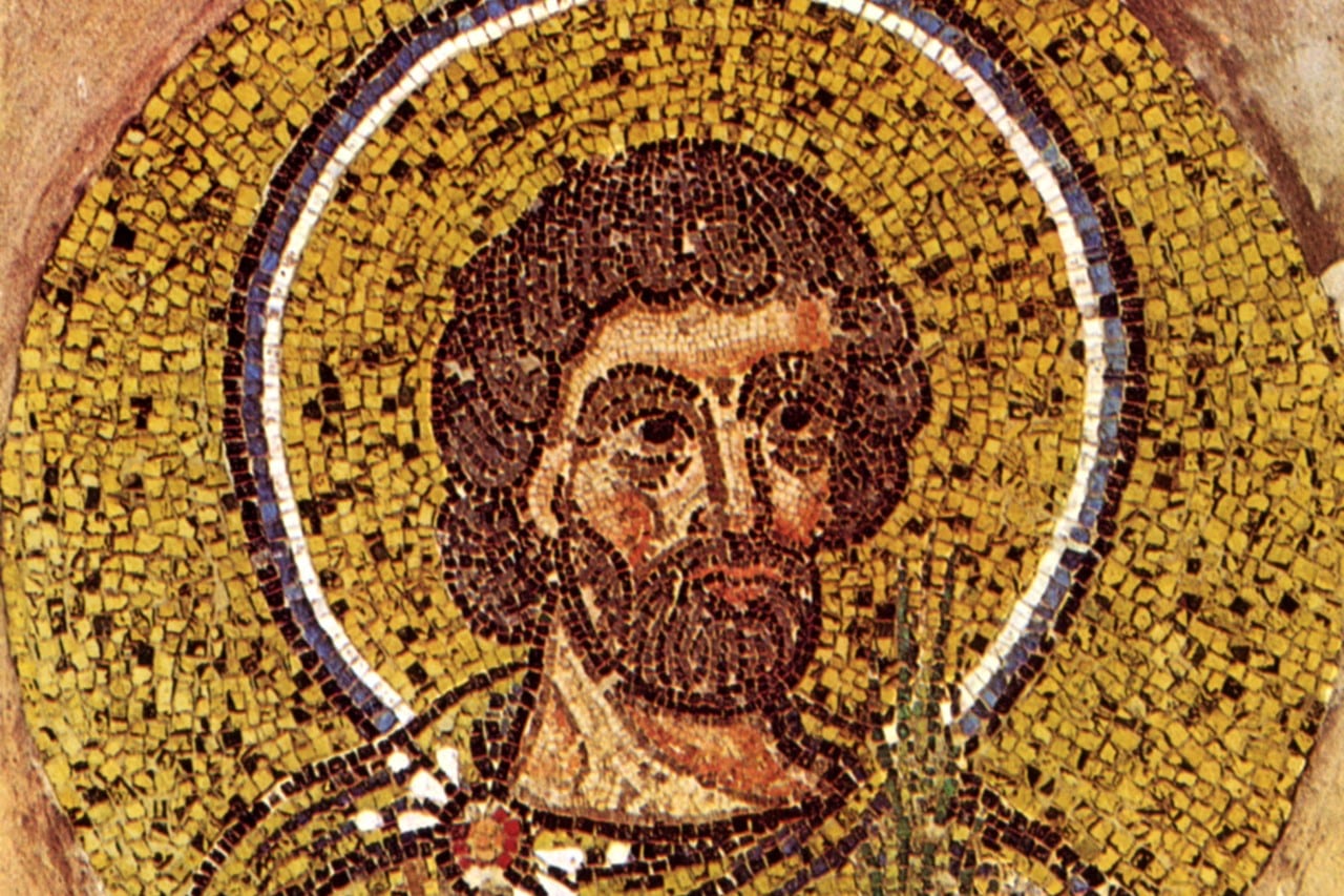Ravenna, frammento di Mosaico con San Ursicino, Museo Arcivescovile.